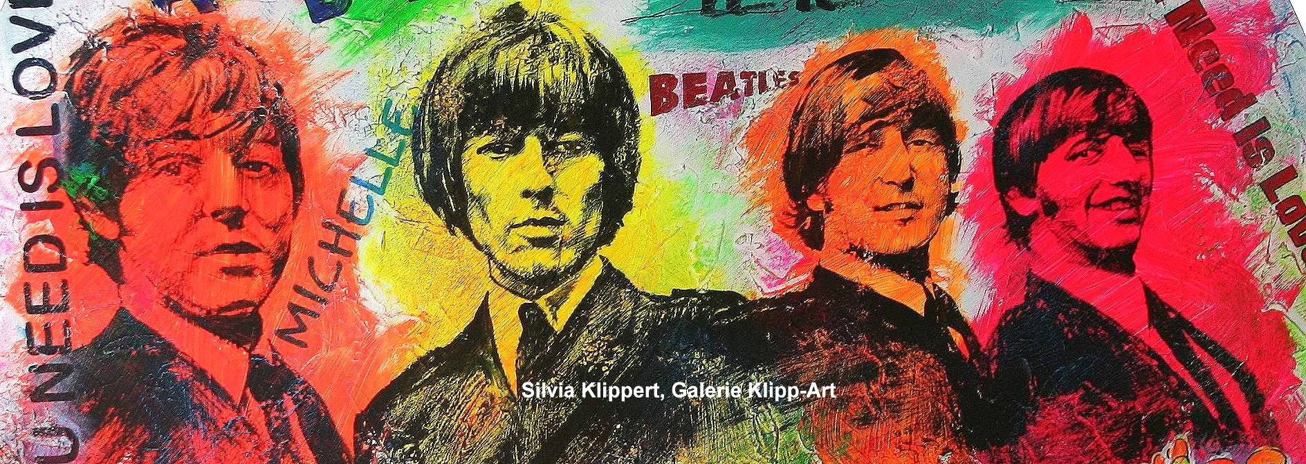 Pop art Stars Beatles painting Bild mit Ringo Starr, Paul McCartney, George Harrison, John Lennon Rolling stones Mick Jagger Galerie