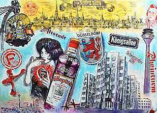 Original Gemälde Düsseldorf Collage, pop art Motive Klipp.art