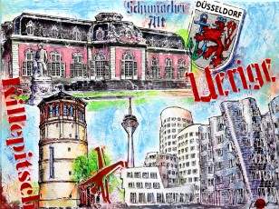 Düsseldorf Landeshauptstadt Ansichten Stadt Bild Acryl auf Leinwand