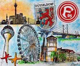 Düsseldorf Landeshauptstadt Ansichten Stadt Bild Acryl auf Leinwand