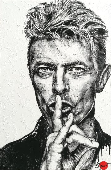 Pop art porträt portrait David Bowie, Acryl auf Leinwand, Galeriebild, Düsseldorf, klipp-art