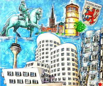 pop art düsseldorf kaiserswerth collage acryl auf leinwand, modernes pop art Bild gemälde