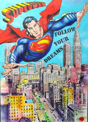 superman comics, pop art aus online galerie klipp-art silvia klippert, acryl leinwand