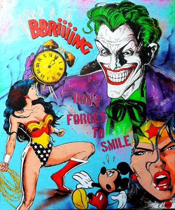 Pop Art Joker wonder woman, Comicwelt, Acryl Leinwand Unikat, moderne kunst border=