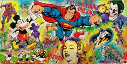 pop art comic Superman Dagobert Duck limited kunst edition Acrylbild moderne kunst düsseldorf
