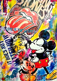 Pop-Art painting great Comics Galerie Düsseldorf Hey Einstein tongue Zunge Mickey Star
