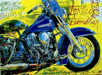 Pop Art Online Galerie mit Leinwandgemälde Unikat einer Harley Davidson