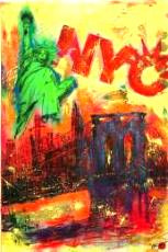 new york panorama bild. pop art gemälde mit Acryl auf Leinwand, klipp-art