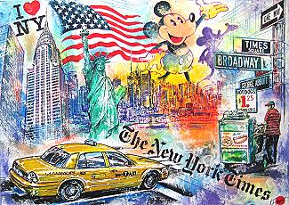 collage bild new york pop art auf Leinwand, Original Unikat, silvia Klippert klipp-art, moderne kunst